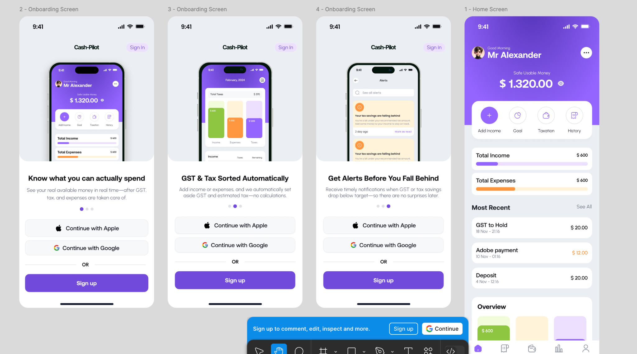 Cash Pilot app interface preview
